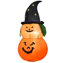 Tangkula Halloween Decoration 5FT Inflatable Witch Hat Pumpkin W/ LED Bulbs Blow Up Yard -Hyde and Eek Cosplay Store GUEST b267a146 6331 4284 a778 2cc3295ebc93