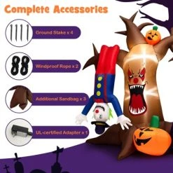 Tangkula 8FT Tall Halloween Inflatable Decoration Blow Up Dead Tree & Pumpkins & Scary Clowns, Bright LED Lights, Air Blower Self-inflate Decoration -Hyde and Eek Cosplay Store GUEST b6453a1d 0c43 467b aa3f 4c56470b8286