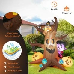 Tangkula 6 FT Tall Halloween Inflatable Decoration Outdoor Blow Up Dead Tree with Vampire Owl Bat Pumpkin Bright LED & RGB Lights -Hyde and Eek Cosplay Store GUEST b882dc84 8d99 455c 8b4e 84cd5a24311e