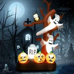 Tangkula 8 FT Tall Halloween Inflatable Tree w/ Ghosts Pumpkins Owl Tombstone Halloween Decoration w/ LED Light Ropes & Stakes for Party Garden Lawn -Hyde and Eek Cosplay Store GUEST b8cb1b5b f9d5 4303 a20a 8b83d1a0e8e3