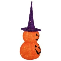 Northlight 30" Pop Up Lighted Tinsel Stacked Jack-O-Lanterns Halloween Decoration