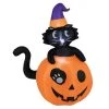 Costway 5 FT Tall Halloween Inflatable Décor Black Cat Sitting in Pumpkin w/ LED Lights