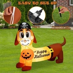 Costway 5.5 FT Halloween Inflatable Dachshund Blow-up Dog with Pirate Hat & Pumpkin -Hyde and Eek Cosplay Store GUEST ba8fcd99 8486 4b4f 85bc 4387f8457540