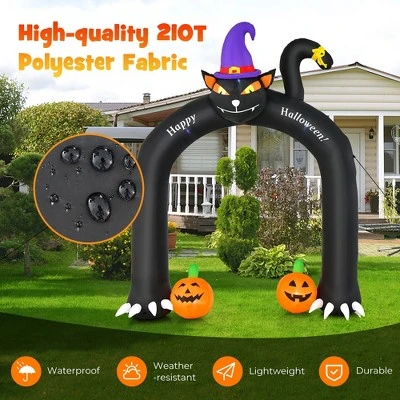 Costway 9FT Halloween Inflatable Cat Archway Blow-up Doorway Decoration with Wizard Cat & Pumpkins Bright LED Lights 5 Costway 9FT Halloween Inflatable Cat Archway Blow-up Doorway Decoration with Wizard Cat & Pumpkins Bright LED Lights - Image 5