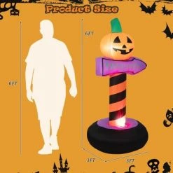 Costway 6 FT Halloween Inflatable Pumpkin Road Sign Festival Decor w/Rotating Flame Lamp -Hyde and Eek Cosplay Store GUEST be569424 4a76 43cc b541 1ca2b067577e