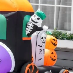HOMCOM Inflatable Halloween Skeleton Ride Train with Ghost, Tombstone and Pumpkins, Blow-Up LED Display Indoor Outdoor for Garden, Lawn, Party -Hyde and Eek Cosplay Store GUEST c32b8a79 81cf 4a0a 9d8f 6d8d978cf419