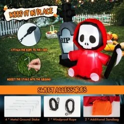 Tangkula 5 FT Tall Halloween Inflatable Decoration Blow Up Grim Reaper Ghost & Tombstone with Bright LED Lights Metal Ground Stakes 15 Tangkula 5 FT Tall Halloween Inflatable Decoration Blow Up Grim Reaper Ghost & Tombstone with Bright LED Lights Metal Ground Stakes -Hyde and Eek Cosplay Store GUEST c9b7b454 99d5 4424 8171 f5e0f0a0bab5