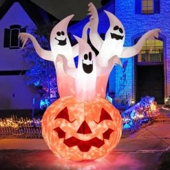 Costway 6 FT Inflatable Halloween Tree White Ghosts with Pumpkin Decor w/ Rotating Lamp -Hyde and Eek Cosplay Store GUEST ca77728b 6373 4a5e 9a95 130bdea1c735