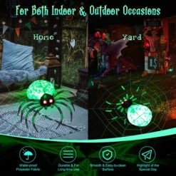 Tangkula Halloween Inflatable Spider with Cobweb Creepy Blow-up Spider with LED Rotating LED Light Green Black Legs Waterproof Halloween Decoration -Hyde and Eek Cosplay Store GUEST cac1e7af 9b23 4022 8b05 74a82620c8d2