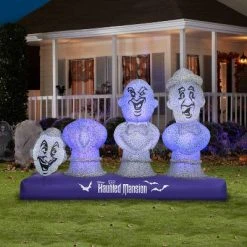 Gemmy Airblown Inflatable Haunted Mansion Scene with Music and Synchronized Light Show, 5.5 ft Tall
