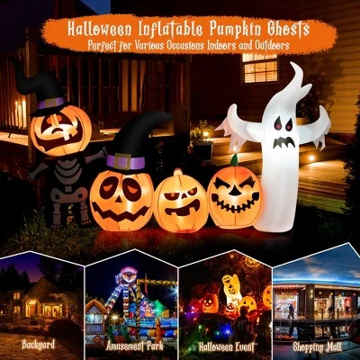 Costway 7.5 FT Long Halloween Inflatable Decor Spooky Ghost and Pumpkin w/Lights 5 Costway 7.5 FT Long Halloween Inflatable Decor Spooky Ghost and Pumpkin w/Lights - Image 5