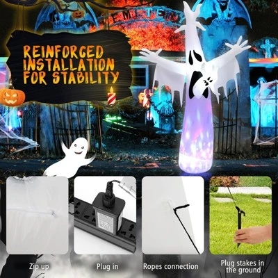 Tangkula 8FT Giant Halloween Inflatable Ghost Blow-up Yard Decoration with Built-in LED Lights & Magic Rotating Lamp Easy Inflation Waterproof Blower 5 Tangkula 8FT Giant Halloween Inflatable Ghost Blow-up Yard Decoration with Built-in LED Lights & Magic Rotating Lamp Easy Inflation Waterproof Blower - Image 5