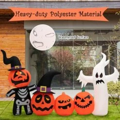 Tangkula 8FT Length Halloween Inflatable Decoration w/Built-in LED & Blower Pumpkin Combo w/ a Ghost Blow Up Yard Decoration Inflates Decor W/ Tethers -Hyde and Eek Cosplay Store GUEST d3ff0443 c622 499b b05a bbc830d5bdfc