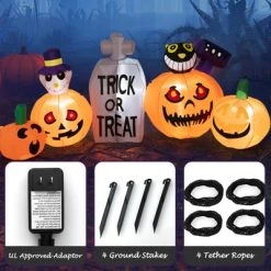 Tangkula 8 FT Long Halloween Inflatable Pumpkins Blow up Yard Decoration w/Pumpkins Tombstone Black Cat Lighted Halloween Outdoor Pumpkin -Hyde and Eek Cosplay Store GUEST d425057d ca5e 40b0 8ce2 acb828e47d3d