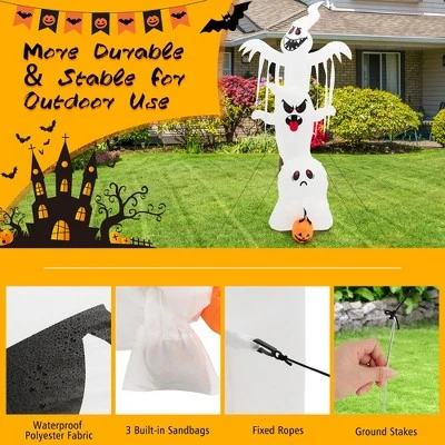 Costway 10 ft Inflatable Halloween Overlap Ghost Giant Decoration w/ Colorful RGB Lights 7 Costway 10 ft Inflatable Halloween Overlap Ghost Giant Decoration w/ Colorful RGB Lights - Image 7