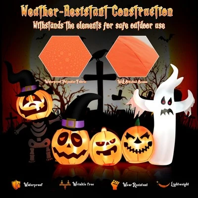 Costway 7.5 FT Long Halloween Inflatable Decor Spooky Ghost and Pumpkin w/Lights 6 Costway 7.5 FT Long Halloween Inflatable Decor Spooky Ghost and Pumpkin w/Lights - Image 6