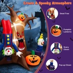 Tangkula 8FT Tall Halloween Inflatable Decoration Blow Up Dead Tree & Pumpkins & Scary Clowns, Bright LED Lights, Air Blower Self-inflate Decoration -Hyde and Eek Cosplay Store GUEST d4b55807 173c 4e13 ba86 f01e33dd7bf9