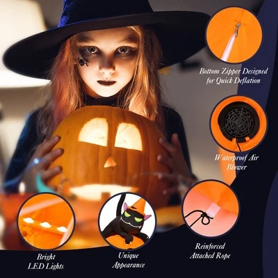 Costway Halloween 7.5 FT Inflatable Pumpkin Combo Decoration w/ Witch Black Cat 5 Costway Halloween 7.5 FT Inflatable Pumpkin Combo Decoration w/ Witch Black Cat - Image 5