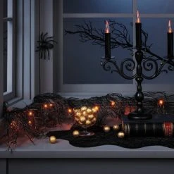 Hyde & EEK! Boutique 6' LED Black Glitter Garland Orange Halloween String Lights with Timer - Hyde & EEK! Boutique™