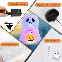 Tangkula 4 FT Halloween Inflatable Decoration, Colorful Inflatable Ghost with Pumpkin Lantern Built-in Flashing LED Lights & Waterproof Air Blower 15 Tangkula 4 FT Halloween Inflatable Decoration, Colorful Inflatable Ghost with Pumpkin Lantern Built-in Flashing LED Lights & Waterproof Air Blower -Hyde and Eek Cosplay Store GUEST d9e1c59d 4780 4fed 96e1 02d203448801
