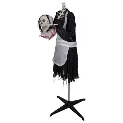 Northlight 57" Spooky Town Animated LED Lighted Head-in-Hand Skeleton Maid Halloween Decoration 3 Northlight 57" Spooky Town Animated LED Lighted Head-in-Hand Skeleton Maid Halloween Decoration - Image 3
