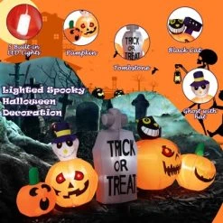 Tangkula 8 FT Long Halloween Inflatable Pumpkins Blow up Yard Decoration w/Pumpkins Tombstone Black Cat Lighted Halloween Outdoor Pumpkin -Hyde and Eek Cosplay Store GUEST dc418605 d62e 41b6 b6b1 7aa4633fc23e