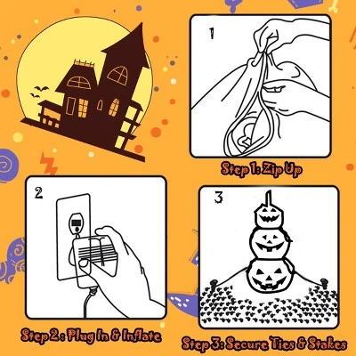 Tangkula Halloween Decoration Inflatable 3-Pumpkin Stack 5.2 Ft Halloween Pumpkin Lantern W/ Internal LED Bulbs 5 Tangkula Halloween Decoration Inflatable 3-Pumpkin Stack 5.2 Ft Halloween Pumpkin Lantern W/ Internal LED Bulbs - Image 5