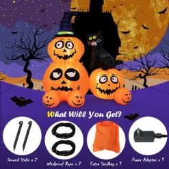 Tangkula 6 FT Inflatable Pumpkin Combo with Wizard's Hat & Cat Blow-up Yard Decoration with Built-in LED Light Powerful Air Blower -Hyde and Eek Cosplay Store GUEST df40aabe 7862 4291 8882 dfdd6d152bf8