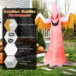 Tangkula 6FT Tall Halloween Inflatable Decoration Blow Up Fire Ghost Built-in Flame LED Light Self-inflate Ghost w/ Sandbags & Ropes & Ground Stakes -Hyde and Eek Cosplay Store GUEST df6071d2 e56c 47c5 a35c 461ff799fb15