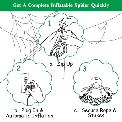 Costway 6FT Halloween Inflatable Blow-Up Spider w/ LED Lights Outdoor Yard Decoration 7 Costway 6FT Halloween Inflatable Blow-Up Spider w/ LED Lights Outdoor Yard Decoration - Image 7