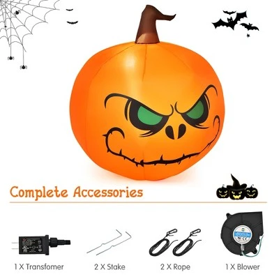 Costway 4 FT Halloween Inflatable Pumpkin Large Blow up with Build-in LED Light 6 Costway 4 FT Halloween Inflatable Pumpkin Large Blow up with Build-in LED Light - Image 6