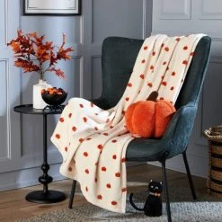 Hyde & EEK! Boutique Pumpkin Embroidered Novelty Halloween Throw Pillow Orange - Hyde & EEK! Boutique™