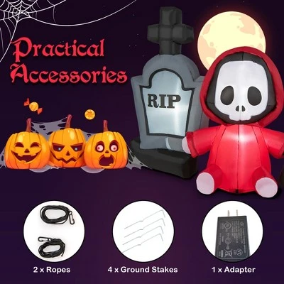 Costway 5ft Inflatable Halloween Ghost Holding Sickle & Tombstone Blow up Yard Decor 5 Costway 5ft Inflatable Halloween Ghost Holding Sickle & Tombstone Blow up Yard Decor - Image 5