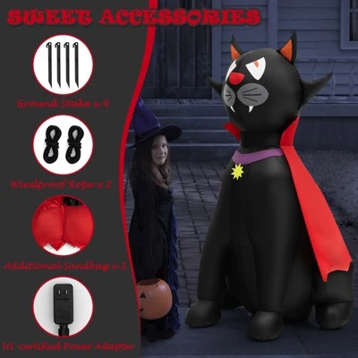 Tangkula 4.7FT Tall Halloween Inflatable Decoration Blow Up Vampire Black Cat with Crimson Cape Halloween Decor with Bright LED Lights 7 Tangkula 4.7FT Tall Halloween Inflatable Decoration Blow Up Vampire Black Cat with Crimson Cape Halloween Decor with Bright LED Lights - Image 7