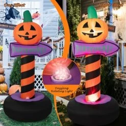 Costway 6 FT Halloween Inflatable Pumpkin Road Sign Festival Decor w/Rotating Flame Lamp -Hyde and Eek Cosplay Store GUEST e9155009 6872 4763 8e06 67ad854e7c14