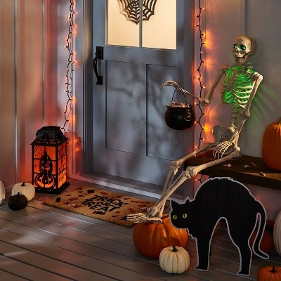 Hyde & EEK! Boutique Falloween Light Up Large Orange and Black Halloween Decorative Metal Lantern - Hyde & EEK! Boutique™ 1 Hyde & EEK! Boutique Falloween Light Up Large Orange and Black Halloween Decorative Metal Lantern - Hyde & EEK! Boutique™
