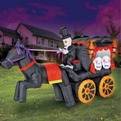 Collections Etc. Collections Etc 10-Foot Long Skeleton Hearse Halloween Inflatable Decoration 120 X 37 X 75