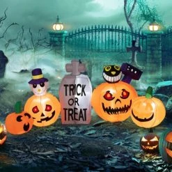 Tangkula 8 FT Long Halloween Inflatable Pumpkins Blow up Yard Decoration w/Pumpkins Tombstone Black Cat Lighted Halloween Outdoor Pumpkin -Hyde and Eek Cosplay Store GUEST eb0235a4 a15f 4ca8 9c34 15f458909105