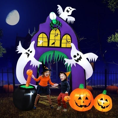 Costway 9 Ft Tall Halloween Inflatable Castle Archway Decor w/ Spider Ghosts &Built-in Lights 7 Costway 9 Ft Tall Halloween Inflatable Castle Archway Decor w/ Spider Ghosts &Built-in Lights - Image 7
