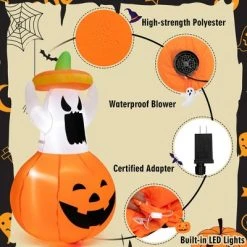 Costway 4FT Halloween Inflatable Decoration Blow-up Ghost w/Hat & Pumpkin Lantern -Hyde and Eek Cosplay Store GUEST ee42ff18 30fa 45f0 b22d 5b90d7a26b70