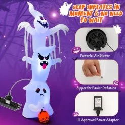 Tangkula 10FT Tall Halloween Inflatable Stacked Ghosts w/ Built-in RGB Lights Inflatable Overlap Ghosts Halloween Decor w/ Ropes & Stakes -Hyde and Eek Cosplay Store GUEST f488b75f daa6 48a0 84b7 5be7bc847b1e