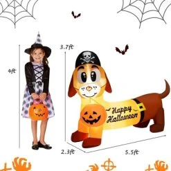 Costway 5.5 FT Halloween Inflatable Dachshund Blow-up Dog with Pirate Hat & Pumpkin -Hyde and Eek Cosplay Store GUEST f6350672 182d 4e94 a393 df4bdc4010e5