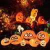 Costway 9.5 FT Long Inflatable Pumpkin Combo w/ Black Cat, Built-in LED Lights