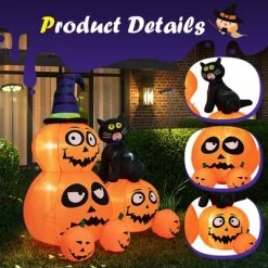 Tangkula 6 FT Inflatable Pumpkin Combo with Wizard's Hat & Cat Blow-up Yard Decoration with Built-in LED Light Powerful Air Blower -Hyde and Eek Cosplay Store GUEST f8f3aea7 99fd 4055 ae18 05fcbba9bfac