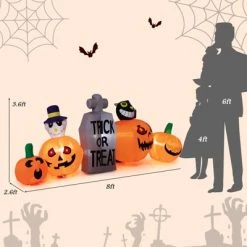Tangkula 8 FT Long Halloween Inflatable Pumpkins Blow up Yard Decoration w/Pumpkins Tombstone Black Cat Lighted Halloween Outdoor Pumpkin -Hyde and Eek Cosplay Store GUEST fa0c0e4b b38b 432e 8557 9bbe91275ee1