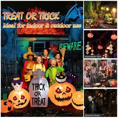 Costway 8 FT Long Halloween Inflatable Pumpkins Blow up Pumpkin Patch Lantern Decoration 3 Costway 8 FT Long Halloween Inflatable Pumpkins Blow up Pumpkin Patch Lantern Decoration - Image 3