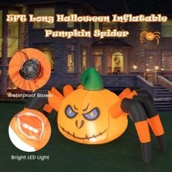 Costway 5 FT Long Halloween Inflatable Pumpkin Spider Blow-up Decoration with LED Light -Hyde and Eek Cosplay Store GUEST fac468ee b186 42d1 a32f 31fcd25dfcb7