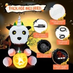 Tangkula 5FT Tall Halloween Inflatable Decoration Inflatable Skeleton Unicorn with Pumpkin Lantern Built-in LED Lights & Waterproof Air Blower -Hyde and Eek Cosplay Store GUEST fd20e2da 983d 4ec9 bb62 79bdf75ea952