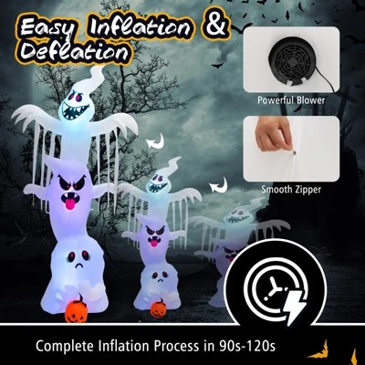 Costway 10 ft Inflatable Halloween Overlap Ghost Giant Decoration w/ Colorful RGB Lights 9 Costway 10 ft Inflatable Halloween Overlap Ghost Giant Decoration w/ Colorful RGB Lights - Image 9