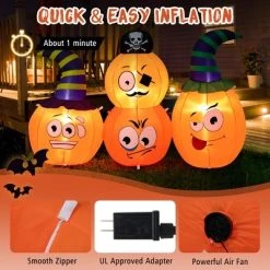 Costway 5 FT Long Halloween Inflatable Decoration 4 Pumpkin Lanterns Combo with Pirate -Hyde and Eek Cosplay Store GUEST fe7ecae4 abb6 418c 979f 9b0a77399739